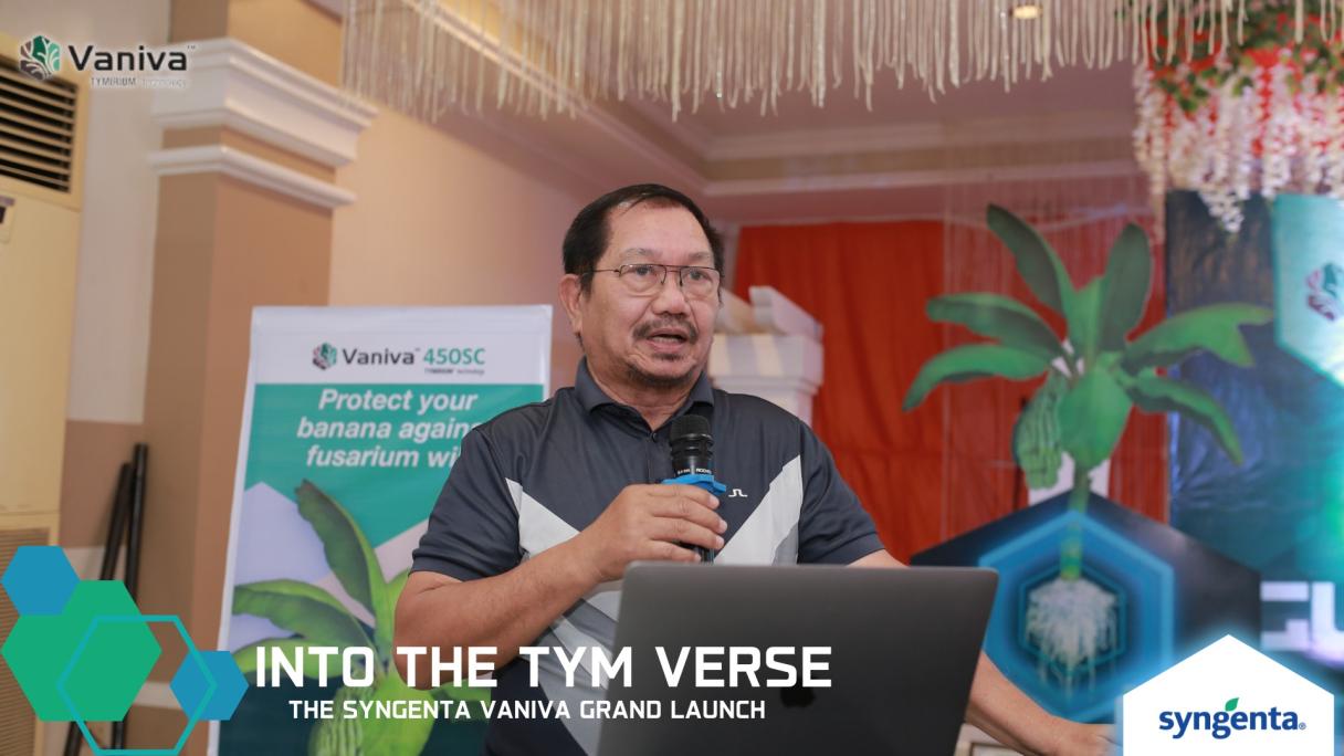 Photo of ex DA Secretary Manny PInol speaking in Vaniva launch